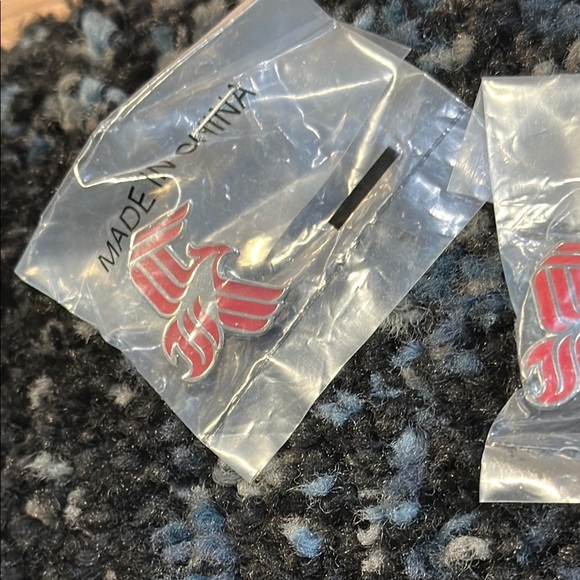 Set of 2 Phoenix Rising Red and Silver Phoenix Logo Pins Set - Picture 3 of 8